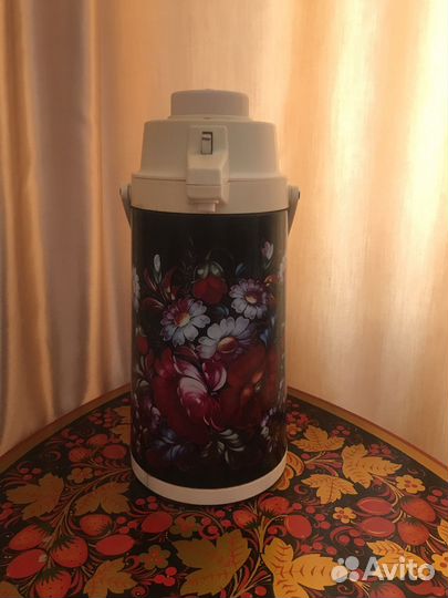 Термос с помпой и стекляной колбой СССР