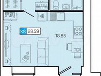 Квартира-студия, 28,6 м², 3/9 эт.