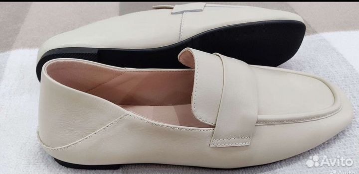 Мокасины лоферы женские 38 размер беж кожа