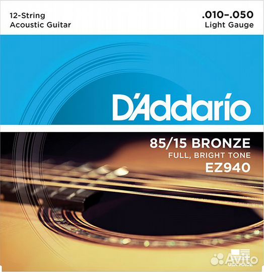 Струны для 12-ти струнной гитары D'addario EZ940