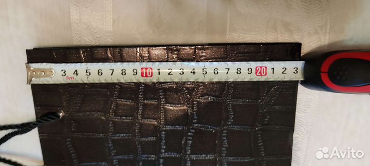 Подарочный пакет чёрный новый, кожаный, лаковый