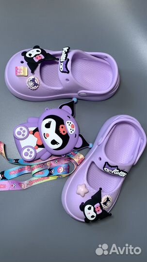 Crocs kuromi кроксы пляжные + сумочка kuromi