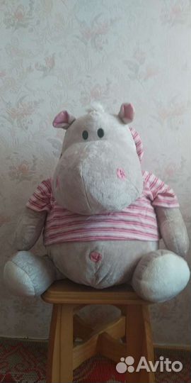 Мягкая игрушка бегемот в тельняшке 50 см