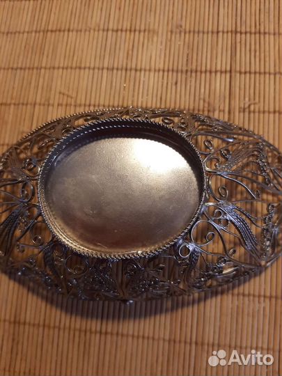 Мельхиоровая конфетница скань СССР