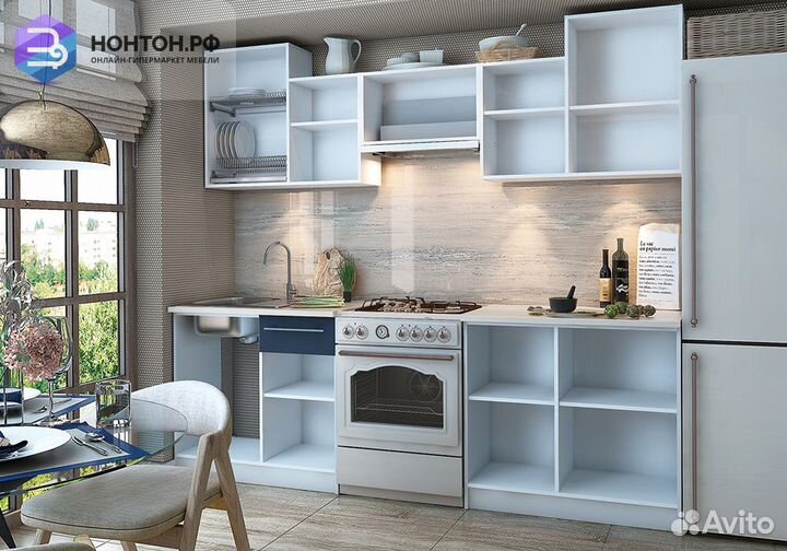 Кухня Бланка белый / супермат латте / бархат индиг