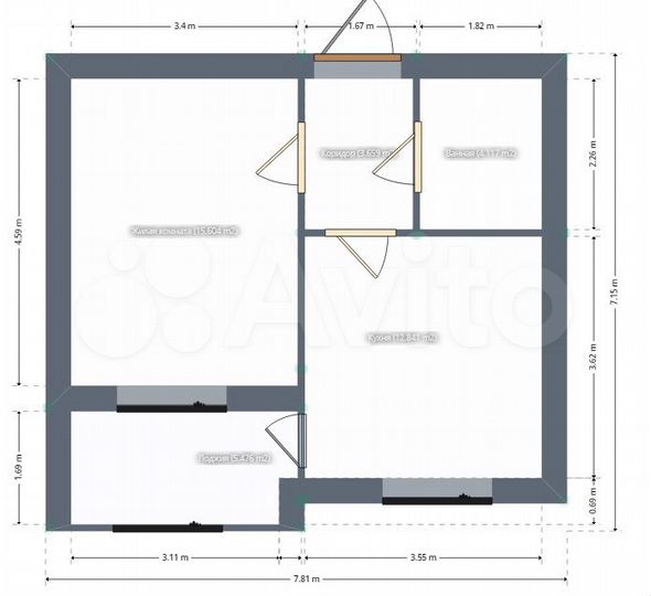 1-к. квартира, 40 м², 1/5 эт.