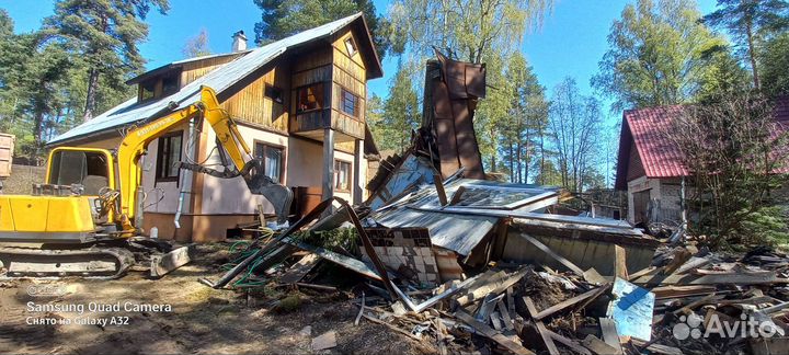 Демонтаж дачных домов, бань, сарая,снос фундамента