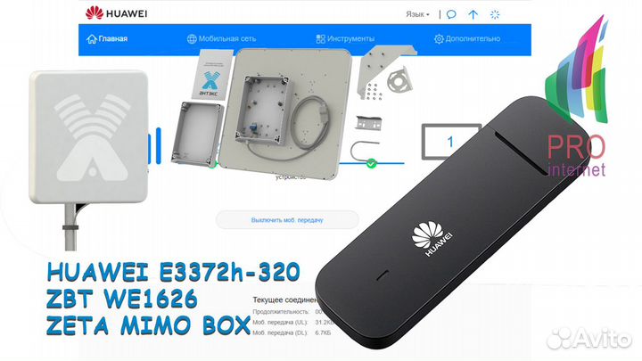 Роутер ZBT huawei E3372h-320 zeta mimo BOX