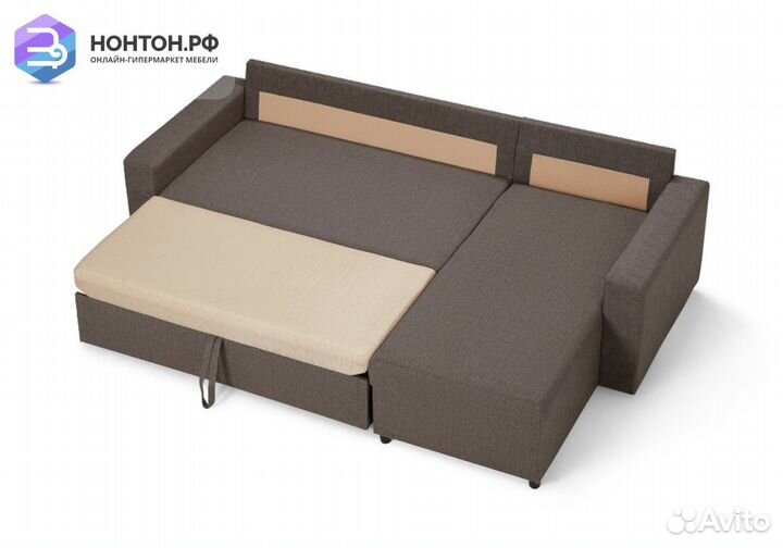 Диван угловой дельфин Торонто светло-коричневый