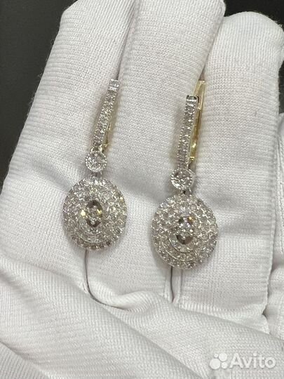 Золотые серьги с бриллиантами 1,3ct