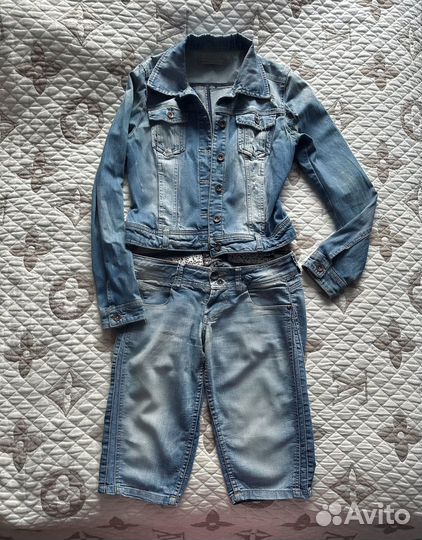 Джинсовая куртка джинсовые бриджы