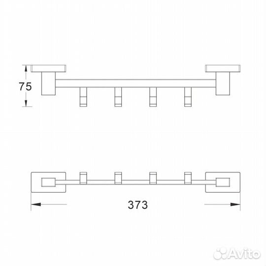Планка с крючками belz B90315-4, черный