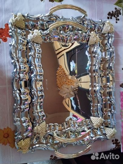 Поднос металлический с ручкой