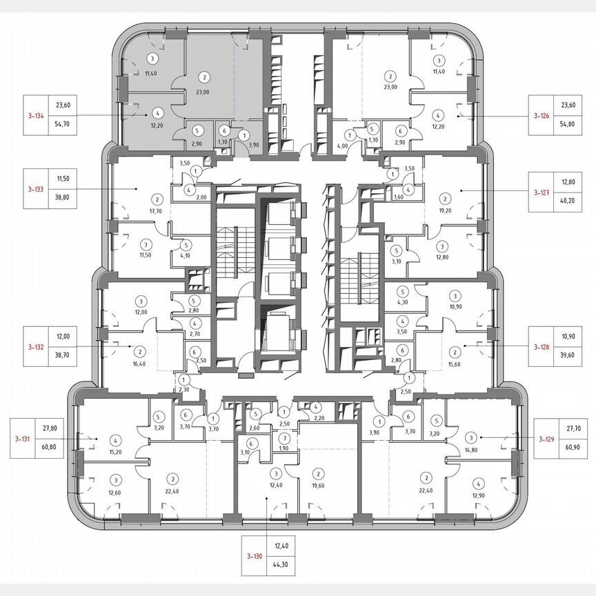 2-к. квартира, 53,4 м², 17/53 эт.
