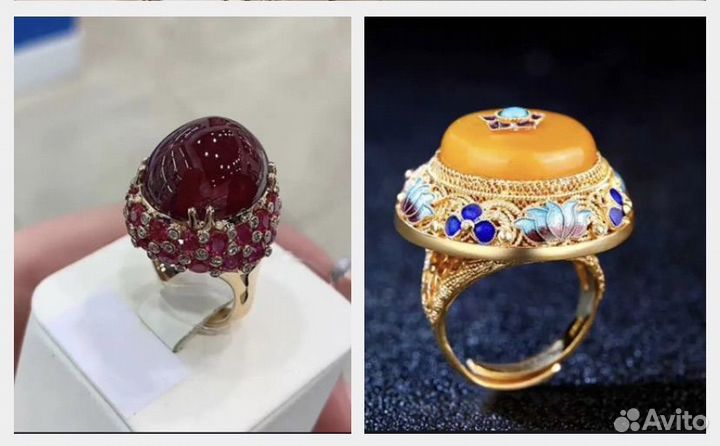 Кольцо с халцедоном и под рубин
