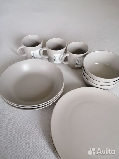 Набор посуды, Бежевый, 3 персоны, IKEA