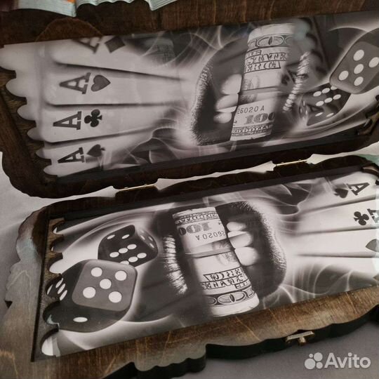 Нарды ручной работы со стеклом