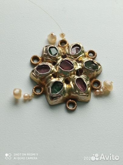 Подвес,Россия,18век,Звезда девства,Жемчуг,турмали