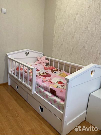 Детская кровать с ящиками из массива сосны