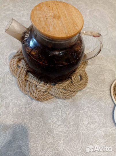 Вязаные салфетки макраме. Подставка под горячее