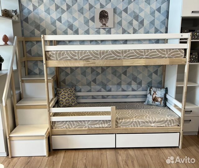 Кровать двухъярусная детская Эко-Сканди (массив)