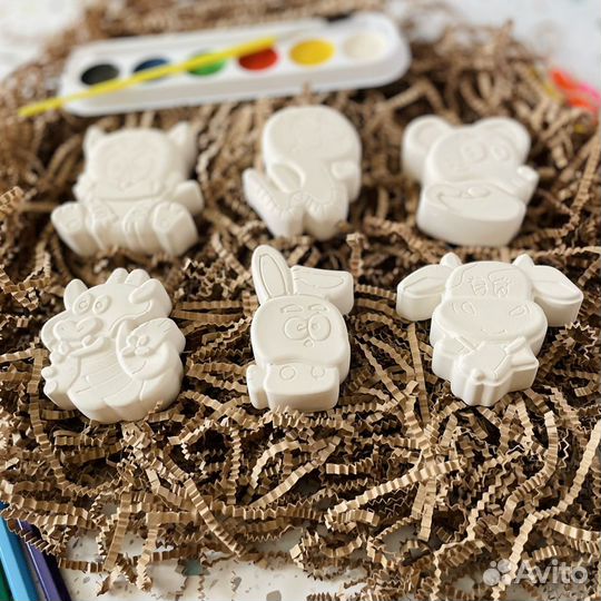 Фигурки из гипса для раскрашивания с красками и ки