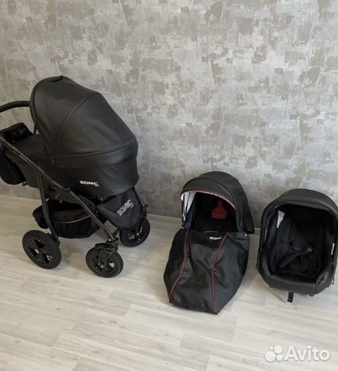 Коляска verdi 3 в 1 эко кожа и электронные качели