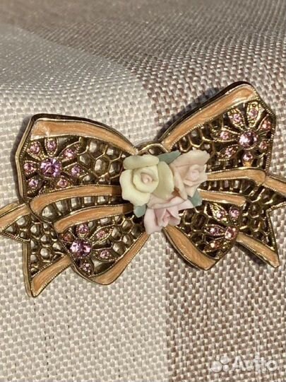 Винтаж Брошь ажурный бант