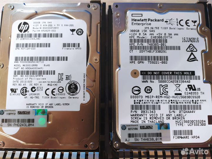 Диски HP 300Gb SAS 15k