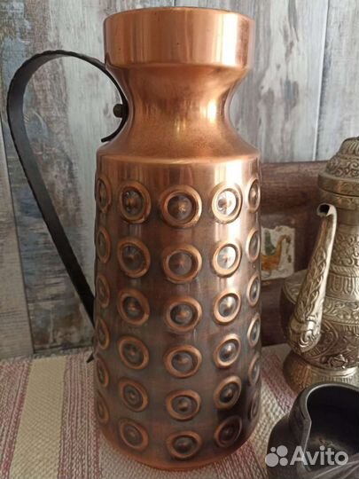 Кувшин, соусник, молочник, тарелочки, медь