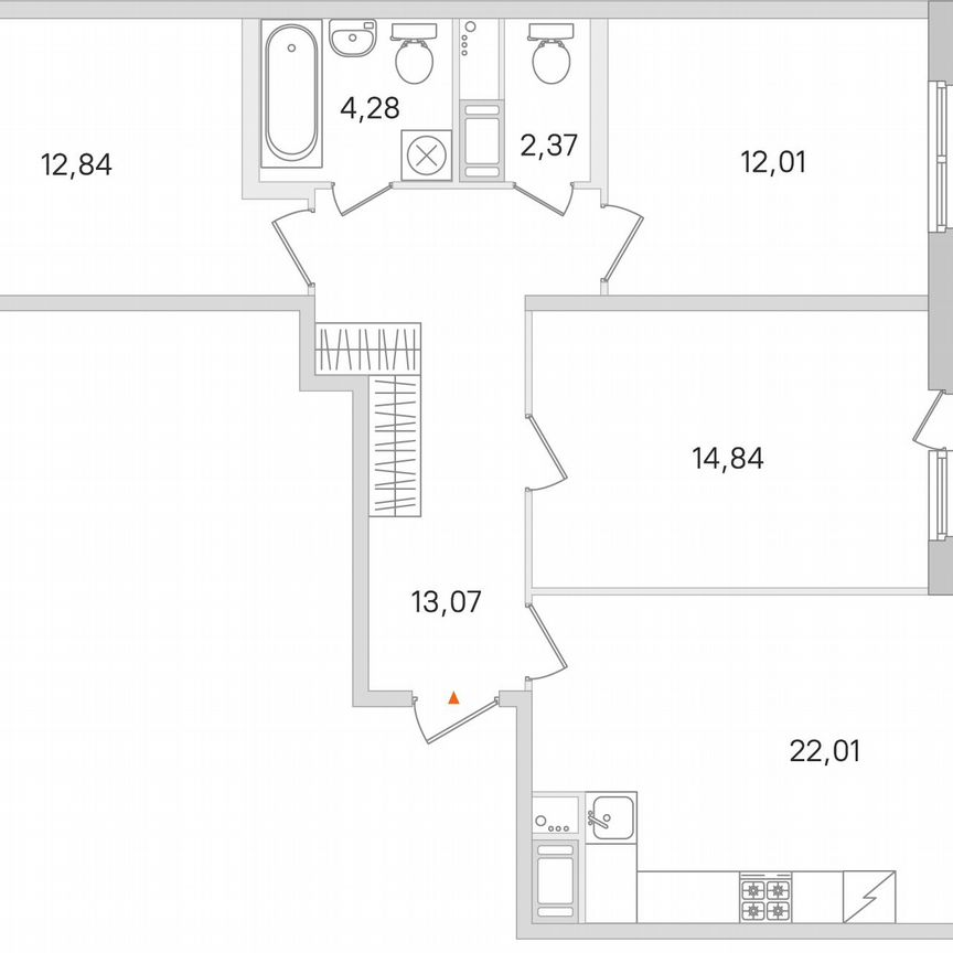 3-к. квартира, 83,5 м², 5/8 эт.