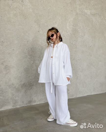 Рубашка оверсайз из муслина для девочки