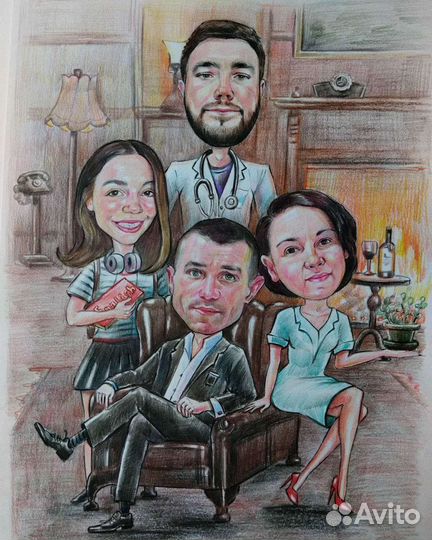 Шарж и портрет по фото