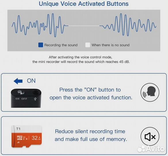 Мини-диктофон Q2 8 Гб