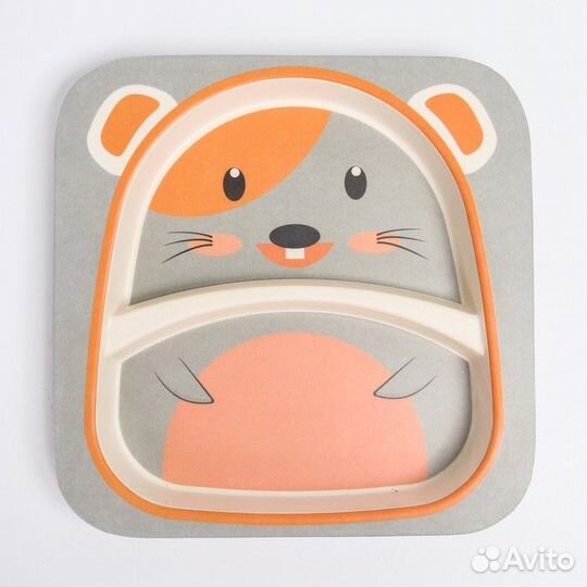 Набор бамбуковой посуды 'Мышка', тарелка, миска, с