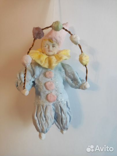 Ватные елочные игрушки Арлекин Жонглер