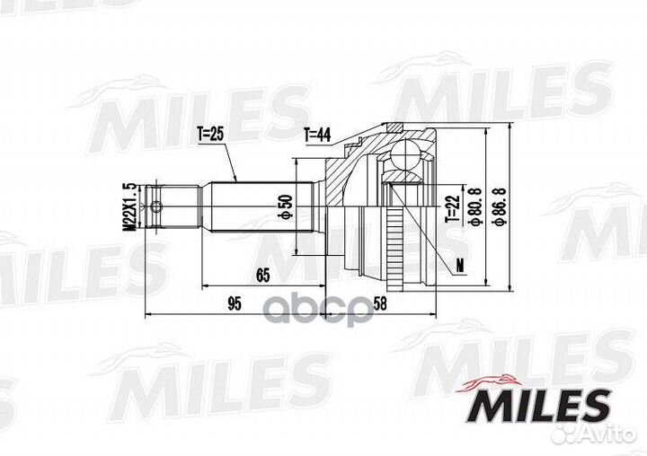 Шрус hyundai verna 1.5 99- нар.(ABS) ga20175 Miles