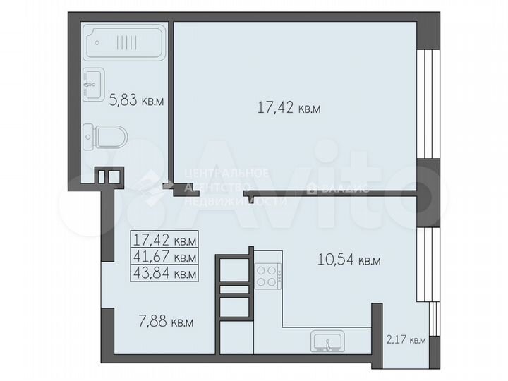 1-к. квартира, 43,8 м², 10/12 эт.