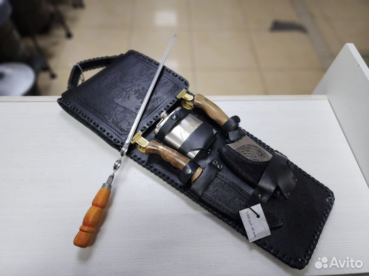 Набор шампуров в кожаном чехле Беркут 1