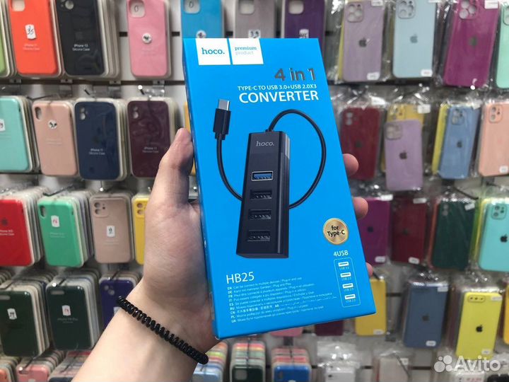 Хаб на 4 порта USB для Мака от Hoco