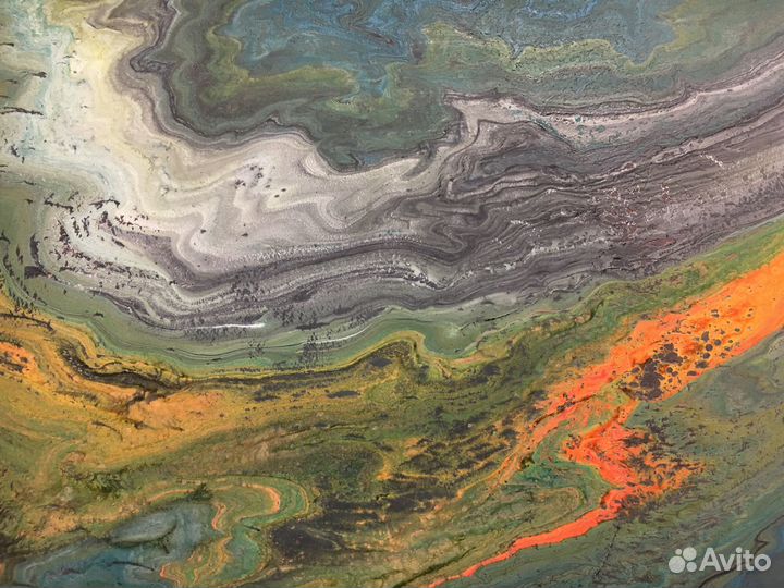 Картина интерьерная, акрил, в стиле Fluid Art