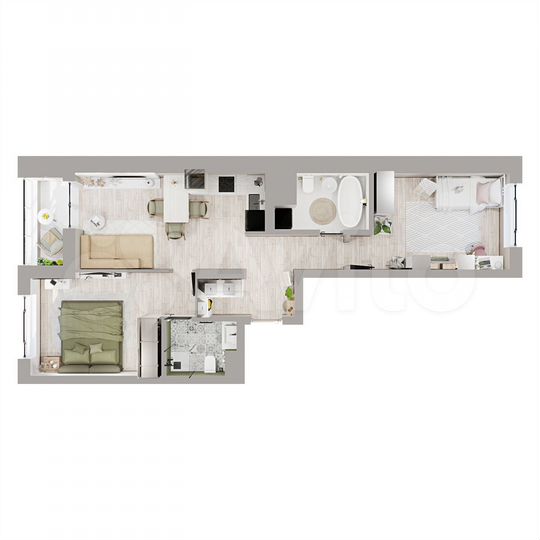 2-к. квартира, 61,6 м², 21/25 эт.