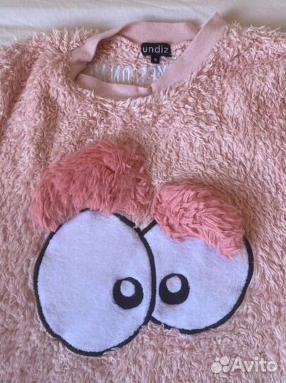 Пушистая розовая детская кофта