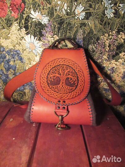 Рюкзак из кожи и войлока 