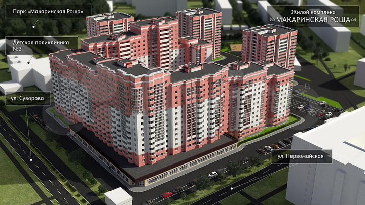 2-к. квартира, 56,3 м², 13/16 эт.