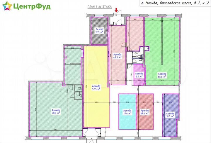 Площадь 18.5 м² под Фрукты/Овощи