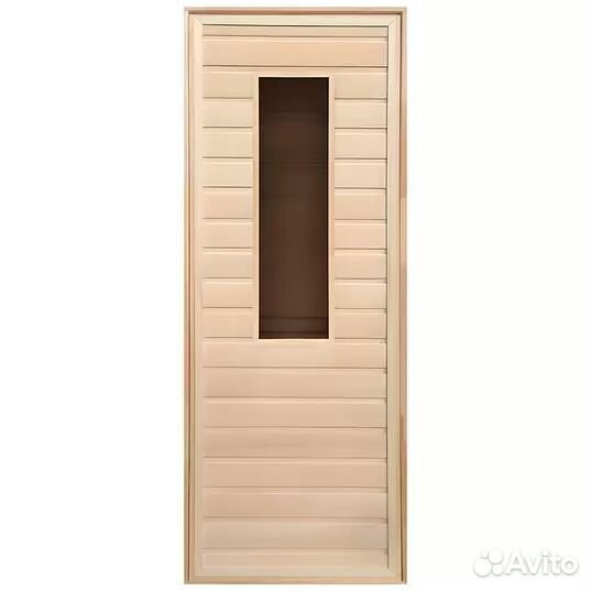 Дверь для бани липа прямоугольное стекло (коробка