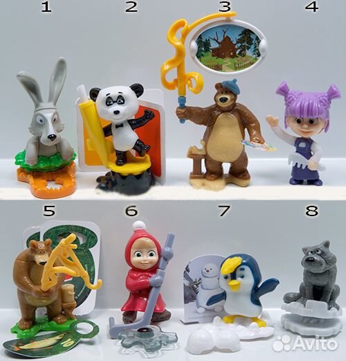 Маша и Медведь 1, 2, 3, 4, 5, 6 киндер сюрприз
