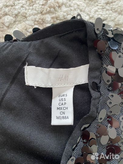 Топ с пайетками черный 44 размер h&m