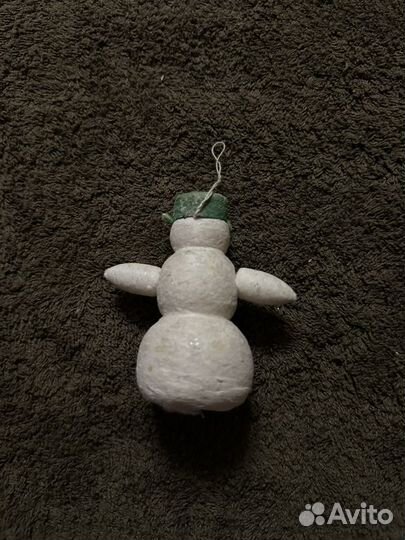 Ватная елочная игрушка снеговик СССР